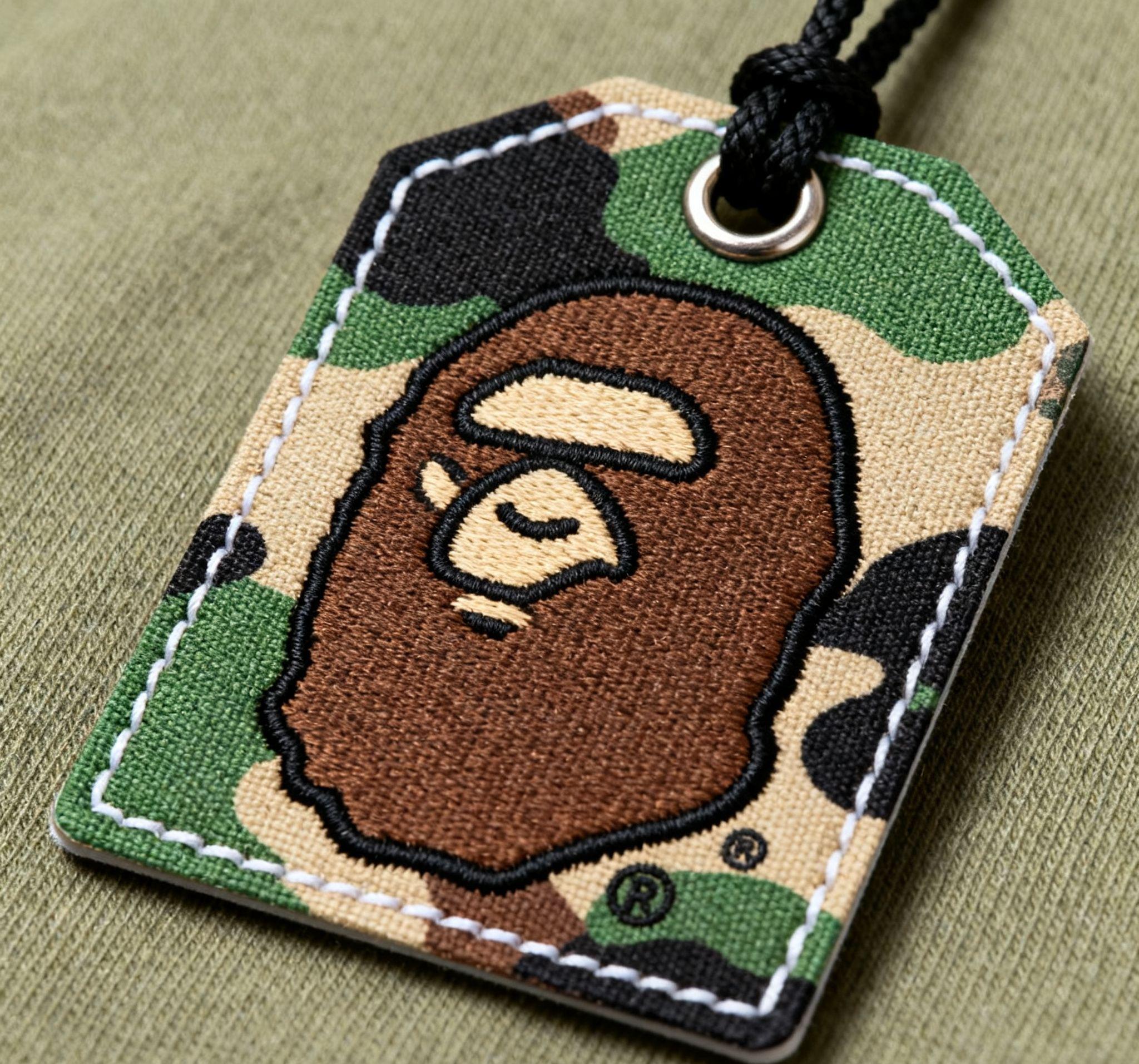 bape hang tag with camouflage logo design